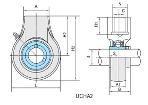  Pressed steel housing with two bolt flange