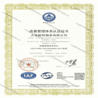 大连毅科轴承有限公司通过GB/T 19001-2016/ISO 9001:2015质量管理体系认证