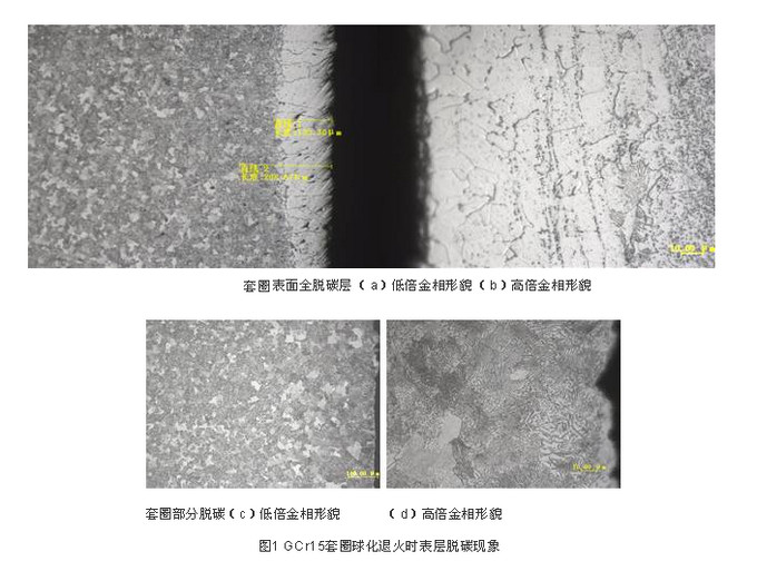 轴承钢gcr15套圈球化退火过程局部表层脱碳包括全脱碳和局部脱碳,造成