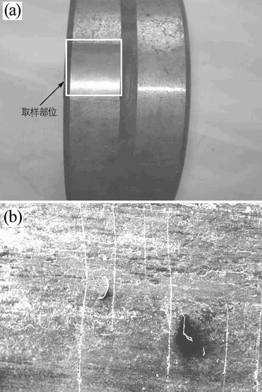 的gcr15钢轴承外套圈,在淬火,回火后端面磨削加工时出现了轴向裂纹