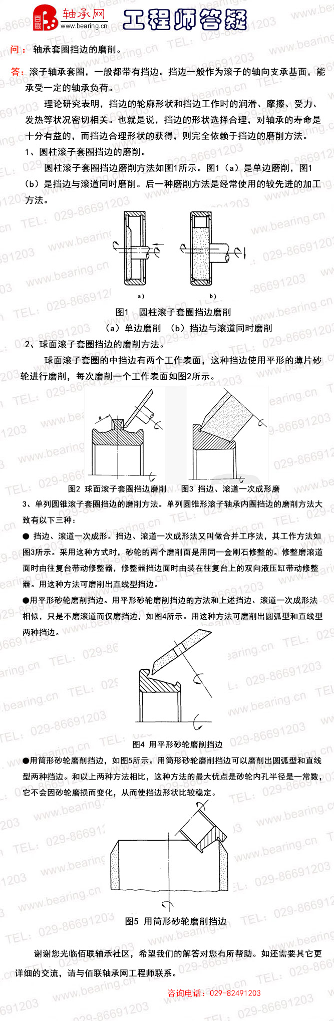 轴承套圈挡边的磨削。