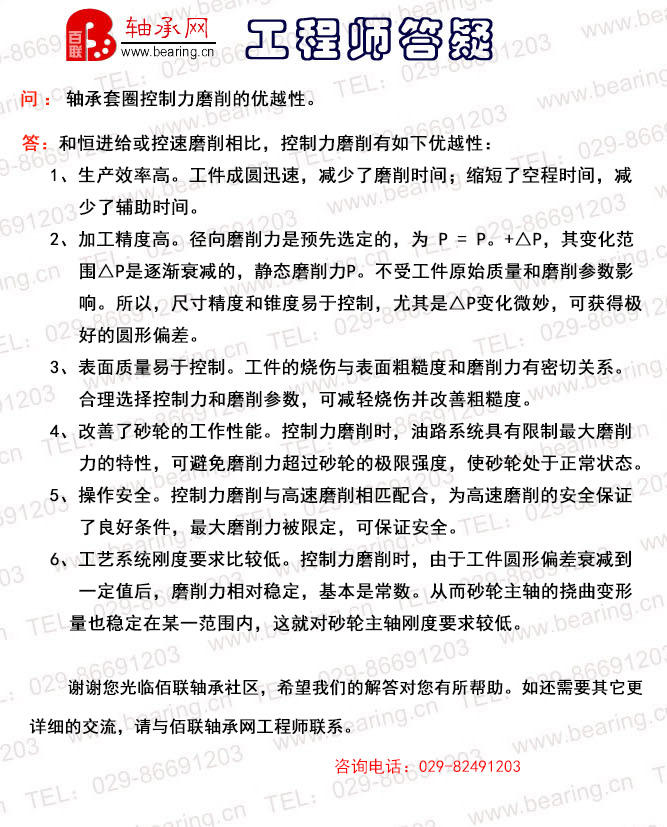 轴承套圈控制力磨削的优越性。