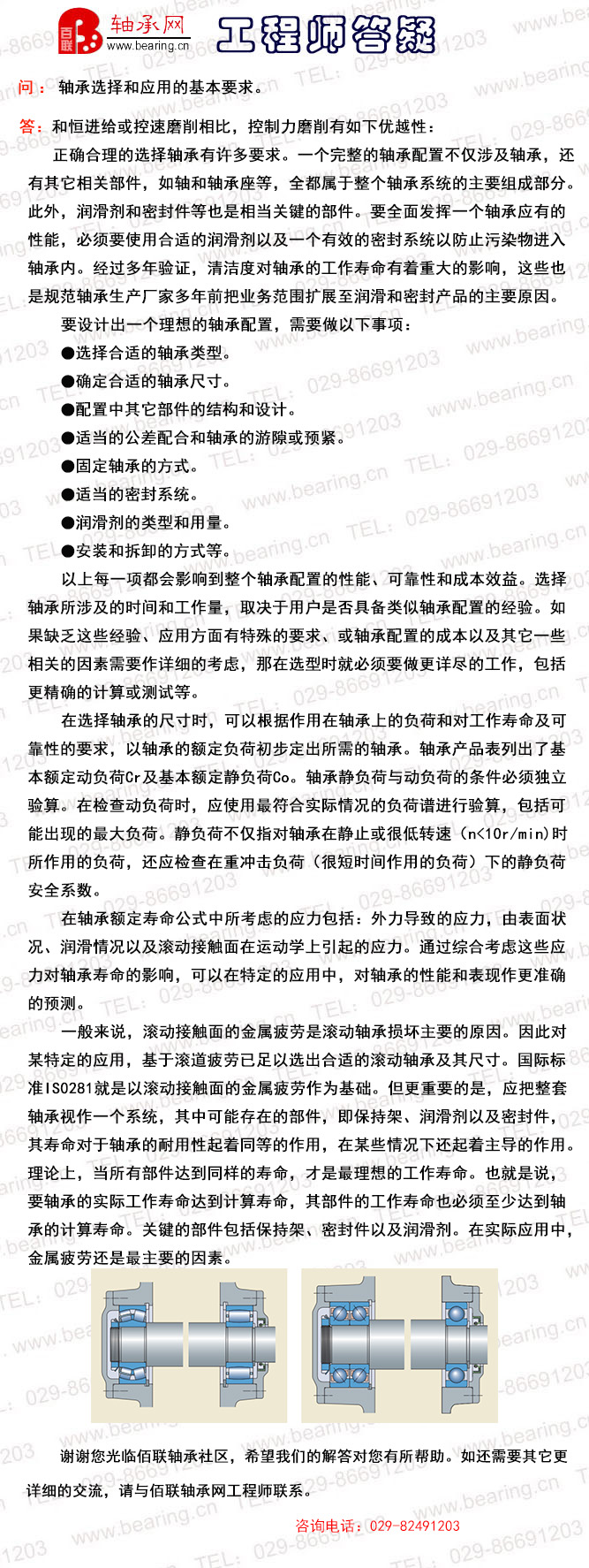 轴承选择和应用的基本要求。