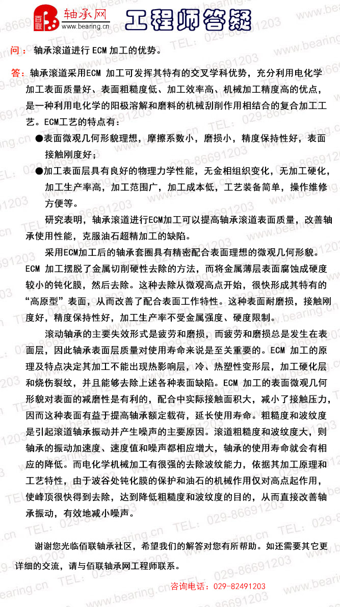 轴承滚道进行ECM加工的优势。