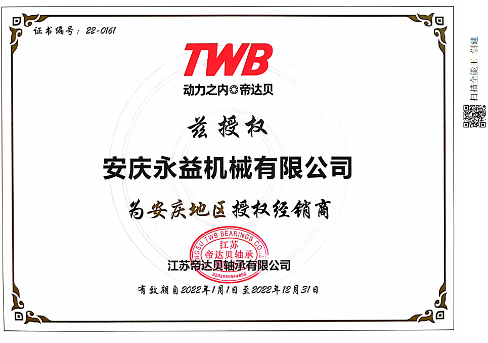 2022年TWB授权证书